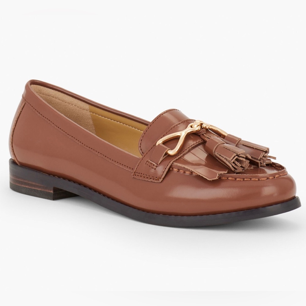 TALBOTS WOMENS LAURA TASSELED LEATHER LOAFERS sz 7M